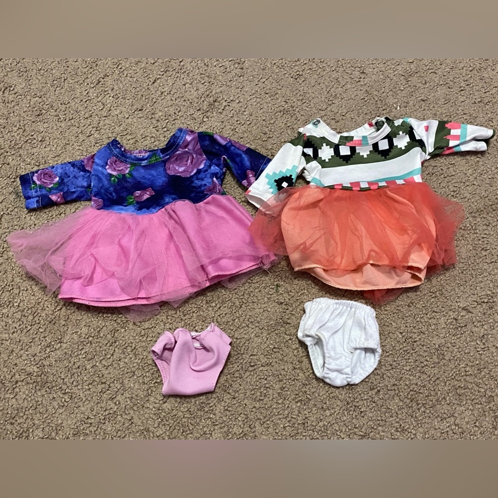 2 - 18” doll dresses & bloomers